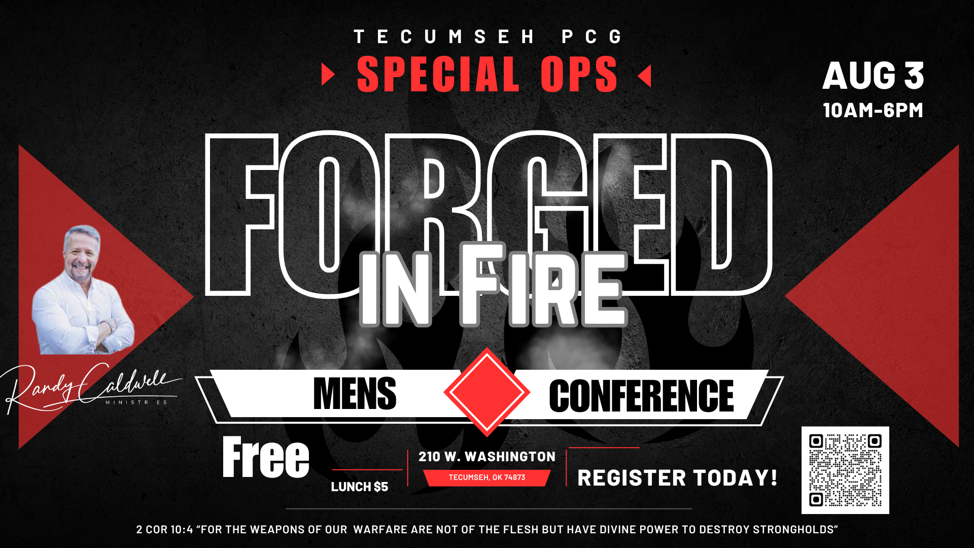 Image with text about the men conference.